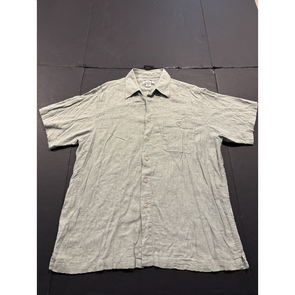 Ron Chereskin Men's XL Washable Linen Rayon Blend Short Sleeve Button Up